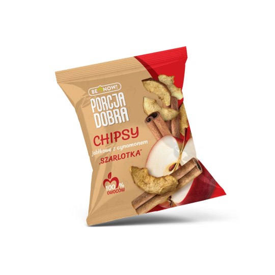 CHIPSY JABŁKOWE Z CYNAMONEM O SMAKU 'SZARLOTKI' BEZ GLUTENU 18g - PORCJA DOBRA