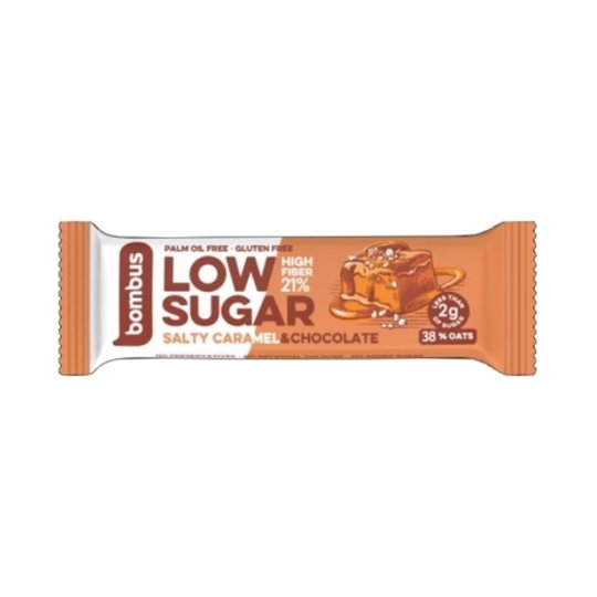 Baton Low Sugar słony karmel - czekolada bezglutenowy 40g - Bombus