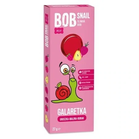 PRZEKĄSKA GALARETKI OWOCOWO - WARZYWNE GRUSZKA - MALINA - BURAK BOB SNAIL BEZ DODATKU CUKRU BEZ GLUTENU 27g - ECO SNACK