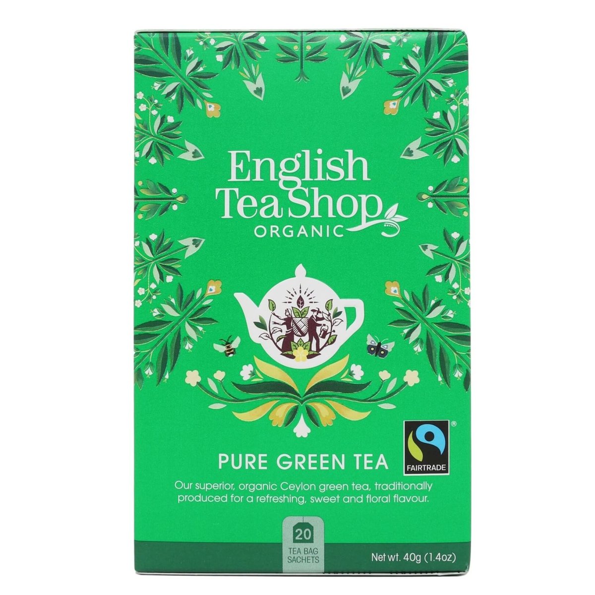 ZIELONA HERBATA PURE GREEN TEA SASZETKI (20) BIO FAIR TRADE - ENGLISH TEA SHOP