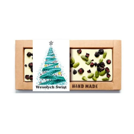 Świąteczna czekolada biała bez cukru z owocami i orzechami Cukiernia Staropolska